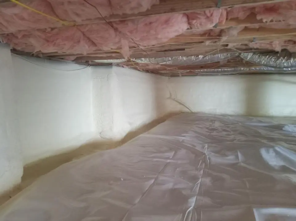 Crawl space encapsulation with closed-cell spray foam for Attic Insulation in Camden